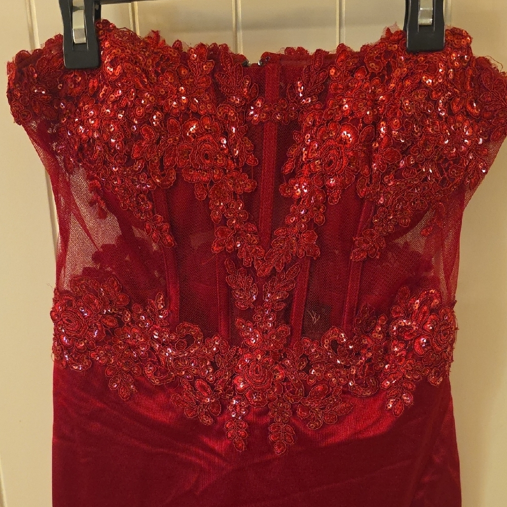 Windsor Strapless Ruby Sequin Dress - image 6